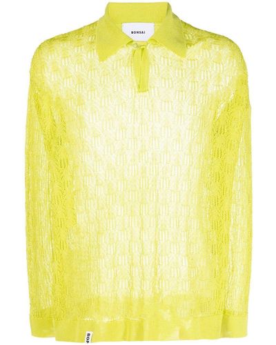 Bonsai Open-knit Polo Shirt - Yellow