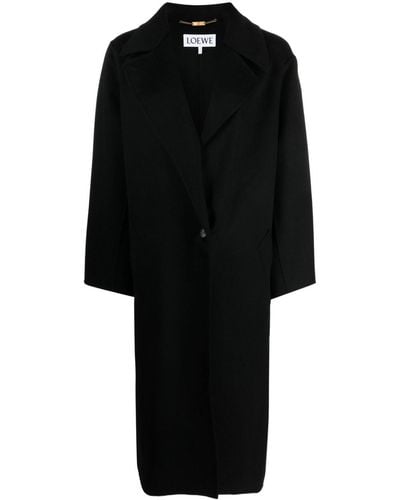 Loewe Oversized Single-Breasted Wool-Cashmere Coat - Black