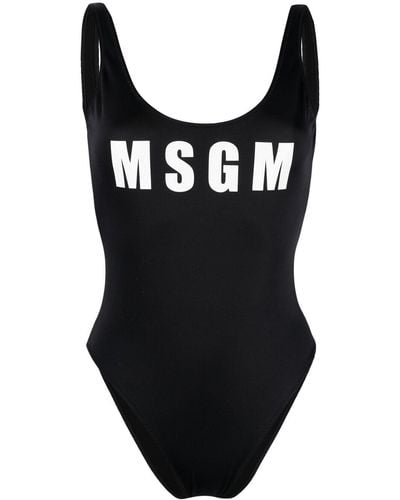 MSGM Logo-print Swimsuit - Black
