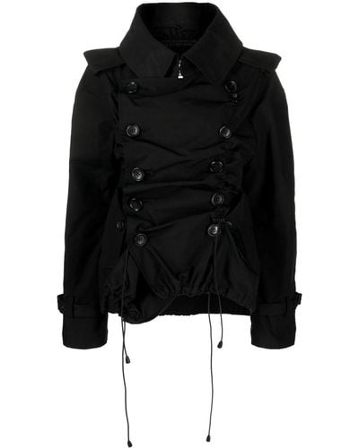 Junya Watanabe Oversized Jacket With Ruffles - Black