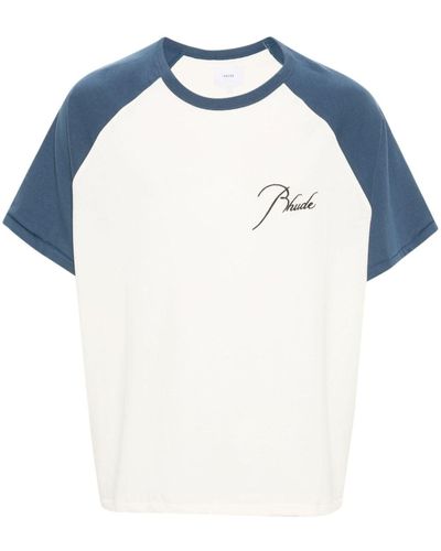 Rhude Logo-embroidered Raglan T-shirt - Blue