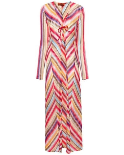 MISSONI BEACHWEAR Striped Long Cover-Up - Red
