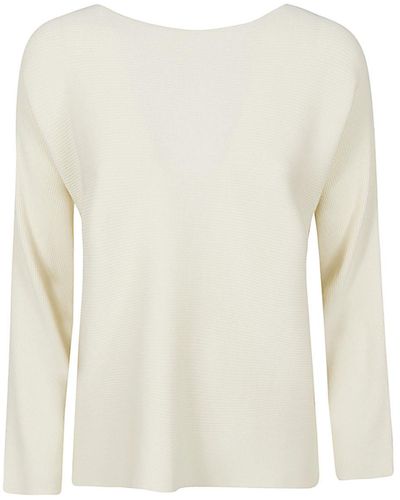 Liviana Conti Ribbed Viscose Sweater - White