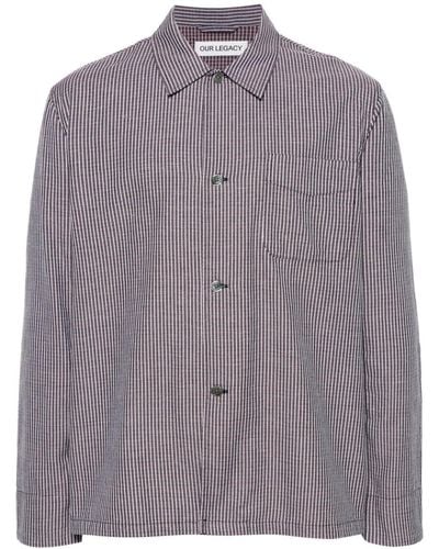 Our Legacy Box Checked Long-sleeve Shirt - Purple