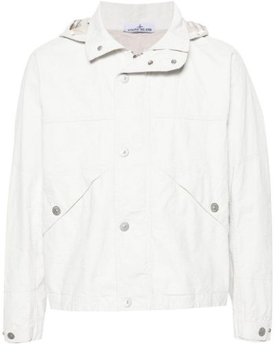 Stone Island Logo-print Hooded Jacket - White