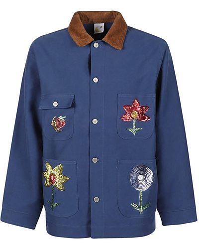 Sky High Farm Embroidered Denim Jacket - Blue