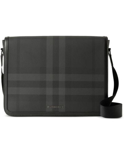 Burberry Check-pattern Messenger Bag - Black