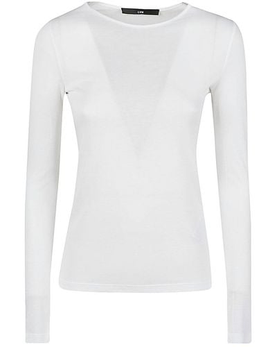Liviana Conti Long Sleeve Cotton Blend T-shirt - White