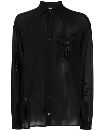 Gcds Bead-embellished Silk Shirt - Black