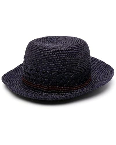 Paul Smith Straw Fedora Hat - Blue