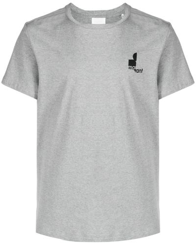 Isabel Marant Cotton T-shirt With Logo - Gray