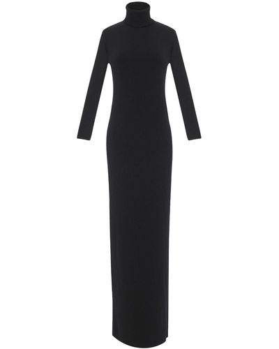 Saint Laurent Virgin Wool Long Dress - Black