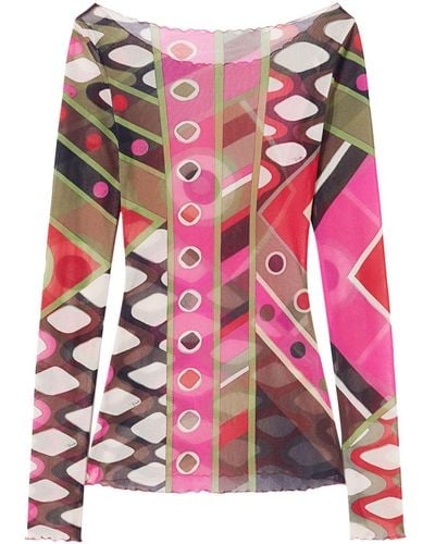 Emilio Pucci Printed Tulle T-shirt - Pink