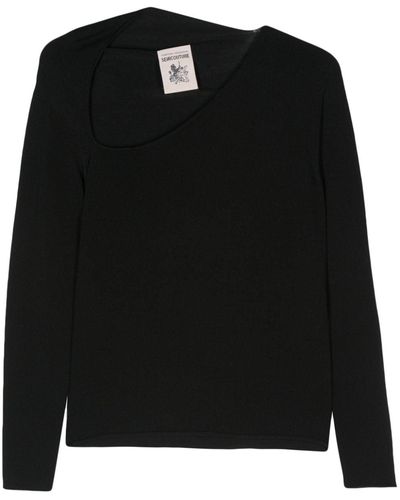 Semicouture Asymmetric Long-sleeves Sweater - Black