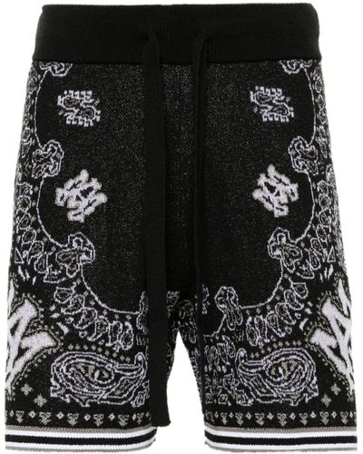 Amiri Cotton Bermuda Shorts With Print - Black