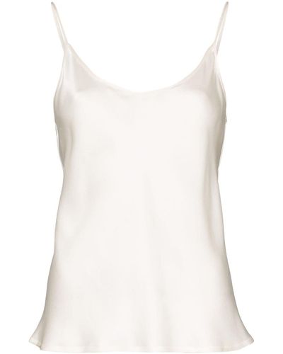 Tank top in blue grey stretch cotton, La Perla Womens Camisoles