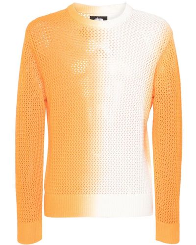 Stussy Pullover In Cotone Con Stampa Tie-dye - Arancione