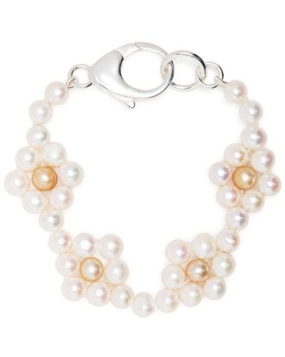 Hatton Labs Bracciale con perle e margherite - Bianco