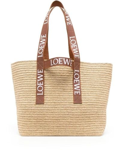Loewe Fold Shopper Raffia Tote Bag - Natural