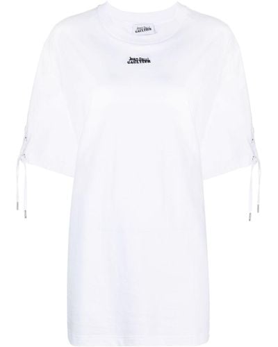 Jean Paul Gaultier Jpg-print Lace-up T-shirt - White