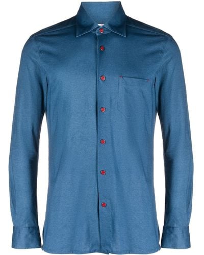 Kiton Cotton Long Sleeve Shirt - Blue