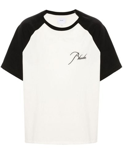 Rhude Logo-Embroidered Raglan T-Shirt - Black