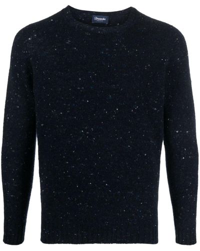 Drumohr Crew-neck Speckle-knit Sweater - Blue