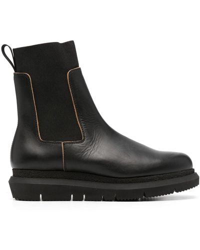 Sacai Round-toe Leather Boots - Black