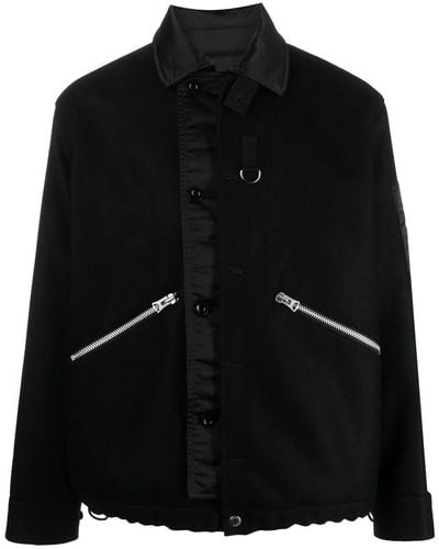 Sacai Wool Melton Shirt - Black