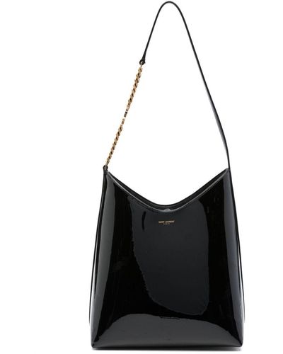 Saint Laurent Rendez-vous Patent Leather Hobo Bag - Black