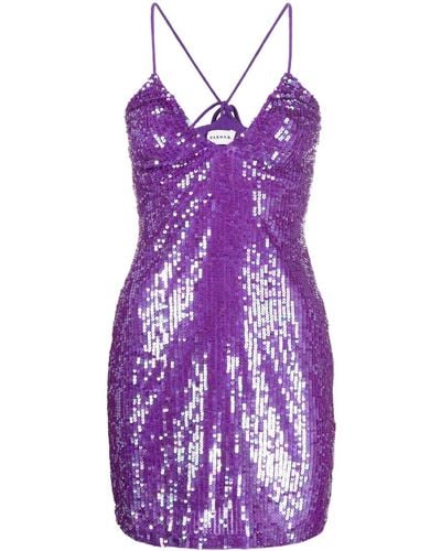 P.A.R.O.S.H. Sequined Mini Dress - Purple