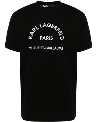 Karl Lagerfeld Logo-embroidered Cotton T-shirt - Black