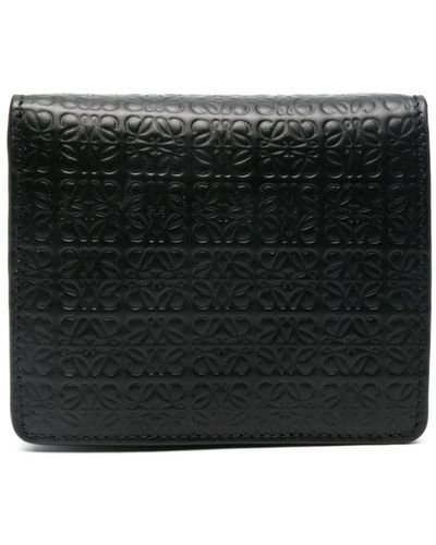 Loewe Repeat Embossed Leather Zip Wallet - Black