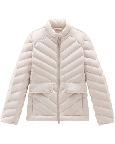 Woolrich Chevron Quilted Short Jacket - White