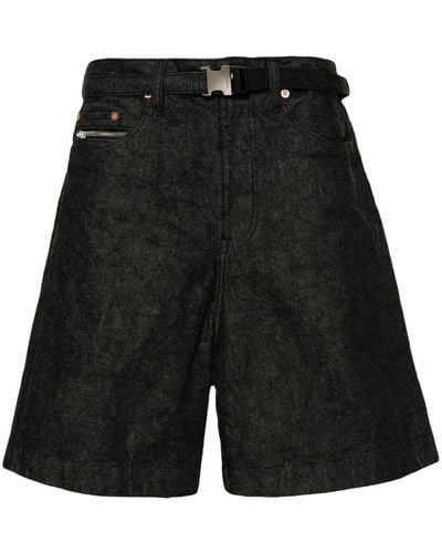 Sacai Belted Denim Shorts - Black