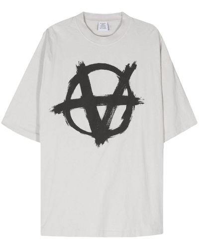 Vetements Double Anarchy Cotton T-shirt - Grey