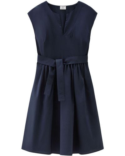 Woolrich Belted Poplin Short Dress - Blue