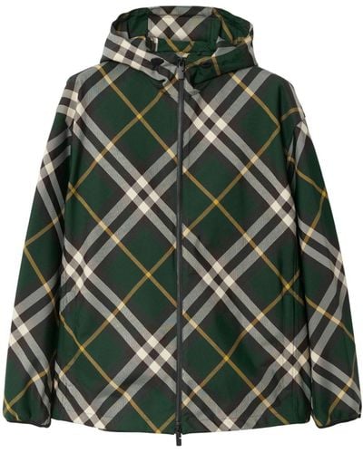 Burberry Check Hooded Jacket - Green