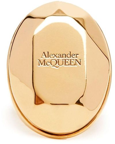 Alexander McQueen Antique Gold Metal The Faceted Stone Ring - Orange
