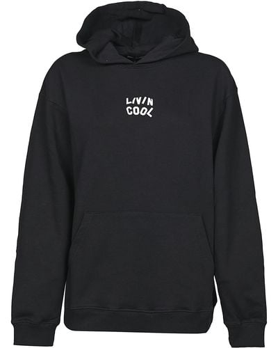 LIVINCOOL Cotton Oversized Logo Hoodie - Black