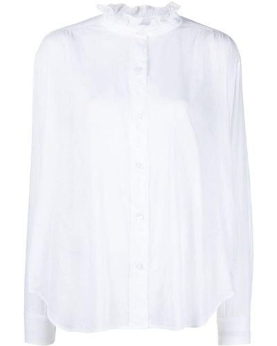 Isabel Marant Frilled-neck Cotton Shirt - White