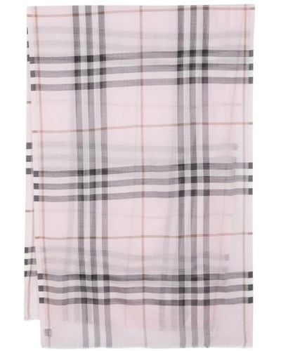 Burberry Giant Check Wool And Silk Blend Scarf - Grey