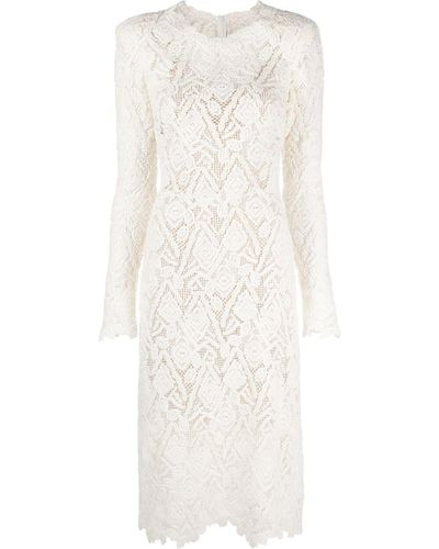 Ermanno Scervino Floral Lace Midi Dress - White