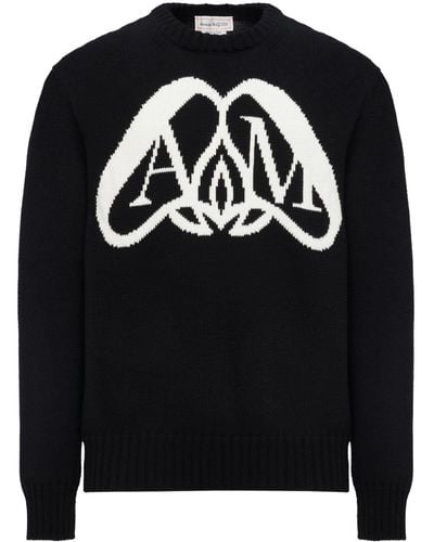 Alexander McQueen Seal Logo Cotton Sweater - Black