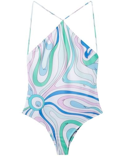 Emilio Pucci Printed Lycra Swimsuit - Blue