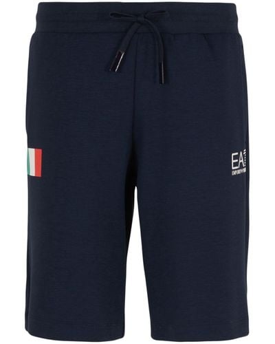 EA7 Logo Drawstring Shorts - Blue