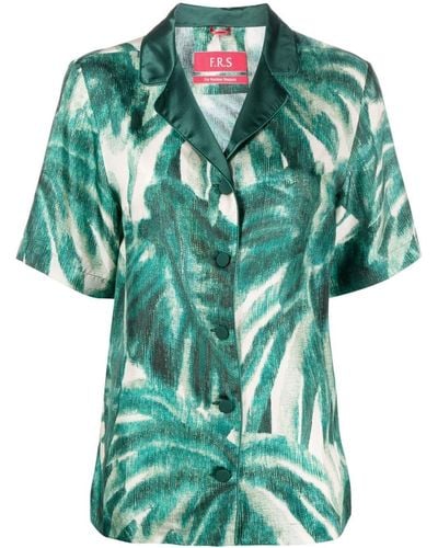 F.R.S For Restless Sleepers Palmtree-print Silk Shirt - Green