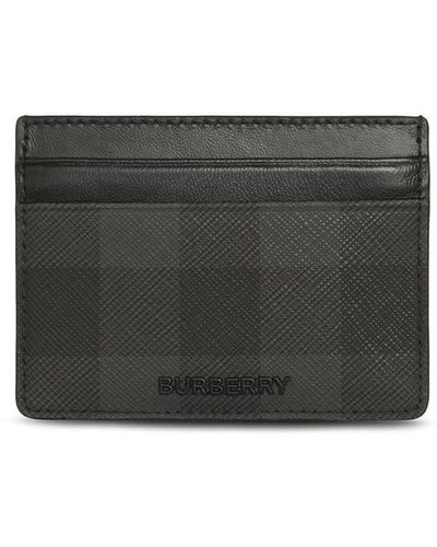 Burberry Check-pattern Leather Cardholder - Gray