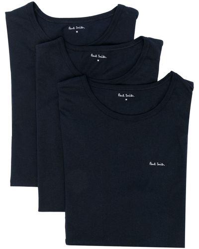 Paul Smith Logo-print Cotton T-shirt (pack Of Three) - Blue