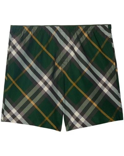 Burberry Men Check Swim Shorts - Green